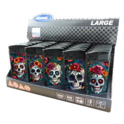 Briquet Atomic Large électronique gomme noir Catrina flowers 25/500