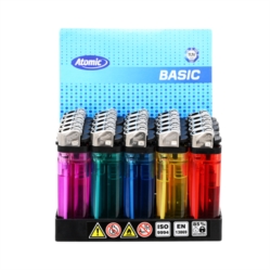 Briquet Atomic basic jetable transparents assortis 25/1000