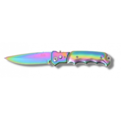 Couteau automatique métal rainbow  lame 9 cm