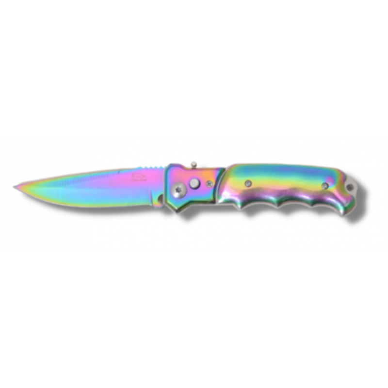 Couteau automatique métal rainbow  lame 9 cm