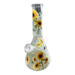 Pipe à eau en verre 26 cm décor Tournesol 12/72