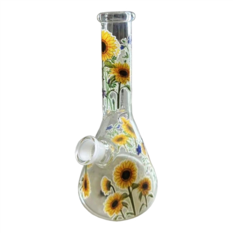 Pipe à eau en verre 26 cm décor Tournesol 12/72