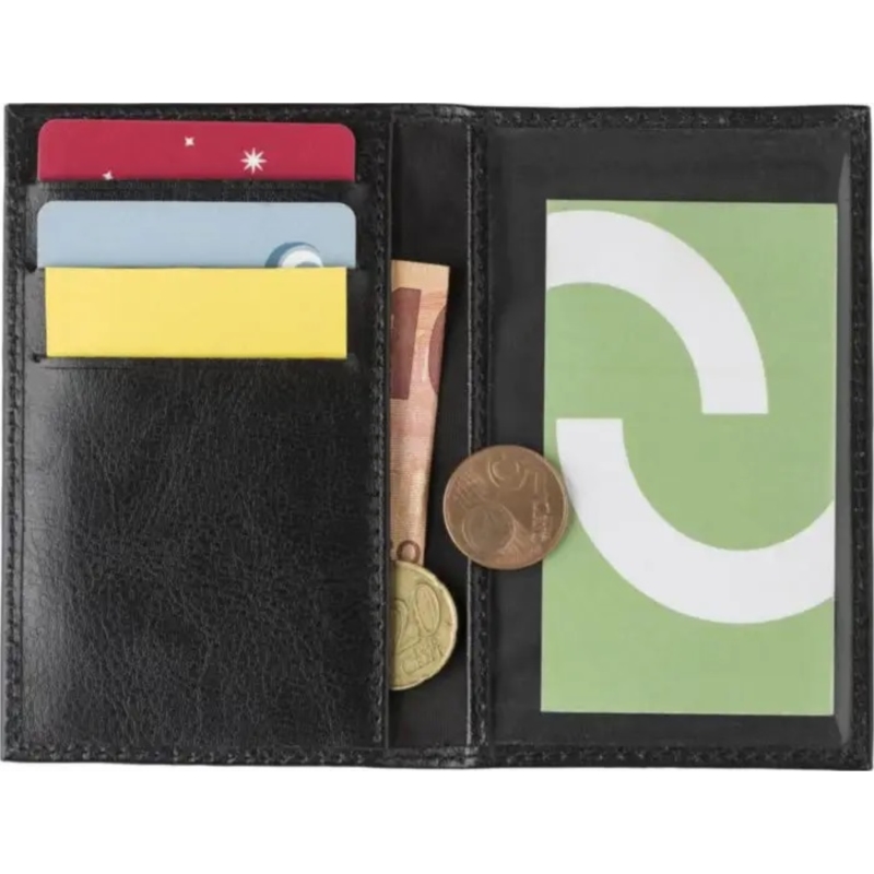 Porte-feuille cartes RFID en cuir noir 11.5x7.1x0.5 cm 25/400