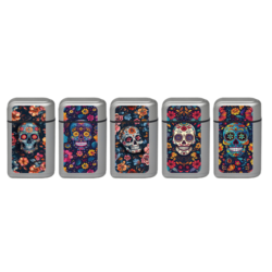 Briquet Atomic jetflamme gomme gris décors Catrina 25/500