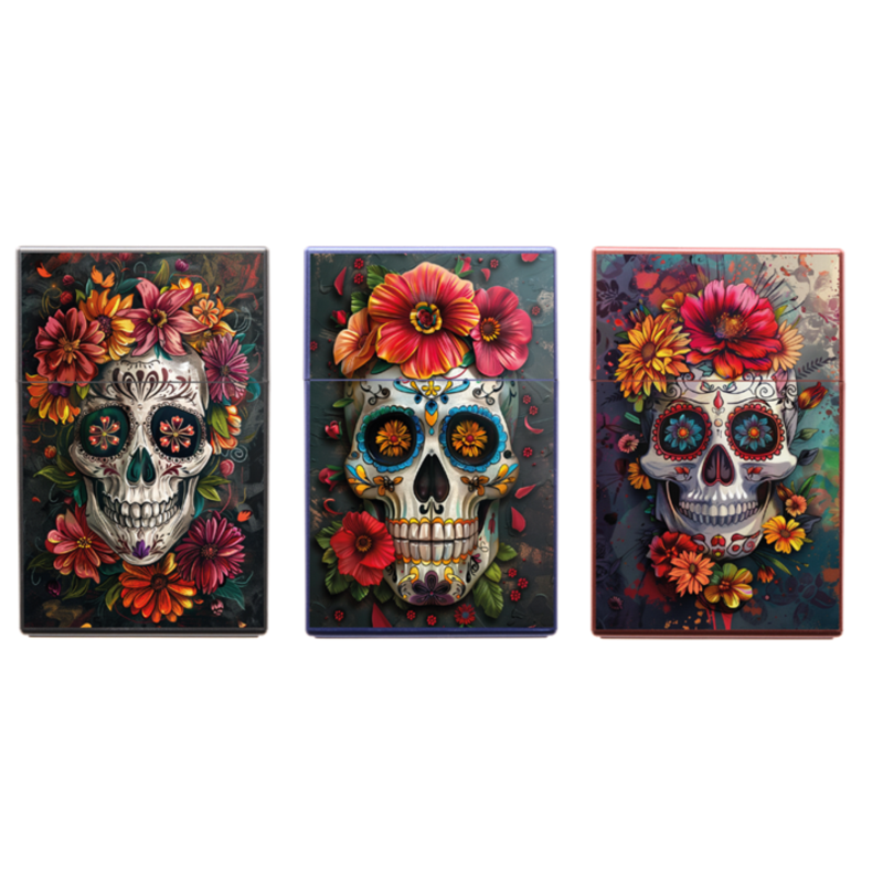 Boite étui paquet 20 cig 85mm plastique décors Catrina flow II 12/240