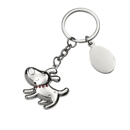 PORTE CLEFS METAL CHIEN AVEC STRASS