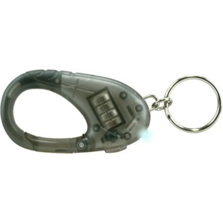 PORTE CLEFS MOUSQUETON TRANSPARENT NOIR AVEC LUMIERE 50/500*