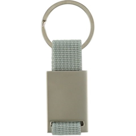 PORTE CLEFS RECTANGLE NICKEL AVEC STRAP GRIS NYLON 50/300*