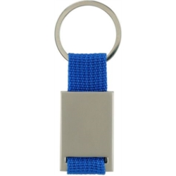 PORTE CLEFS RECTANGLE NICKEL AVEC STRAP BLEU NYLON 50/300*